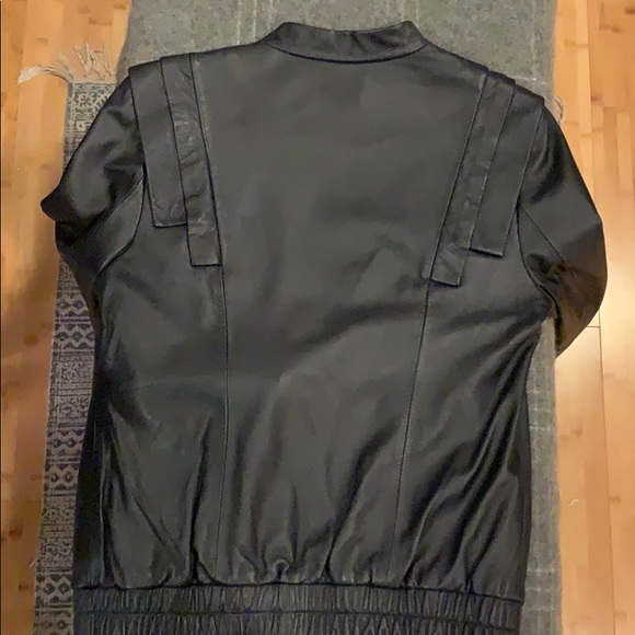 LOEFFLER RANDALL NAVY LEATHER BOMBER JACKET SZ 8 - Picture 7 of 12